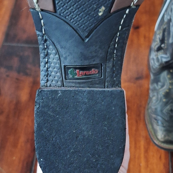 Laredo Spellbound Black Tan Leather Square Toe West Cowgirl Boot Size 9 - Picture 10 of 10